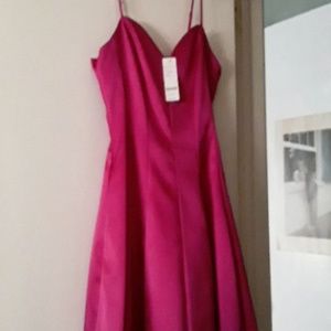 Hot pink Satin, short cocktail dress or prom dress